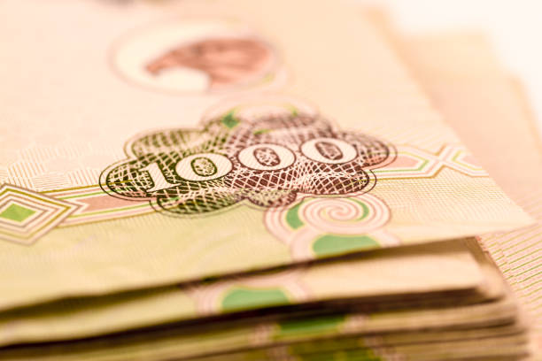 istock Close up Dirhams currency note and coins, AED, United Arab Emirates 695062652