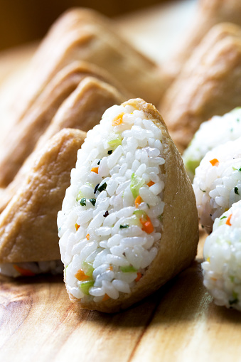 Fried Tofu Rice Balls And Mini Rice Ball Korean Food Stock Photo