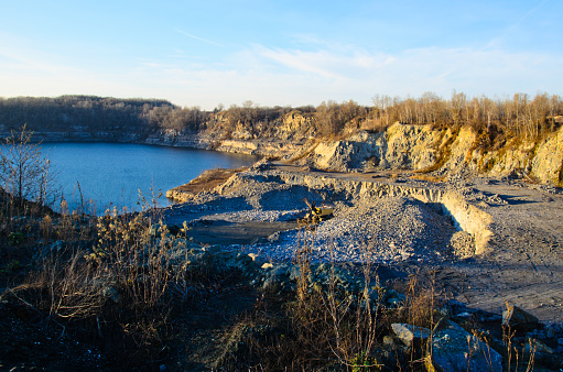 View on a lake in a granite quarry