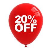 istock Balloon red shopping sale isolated 20% discount 695107590