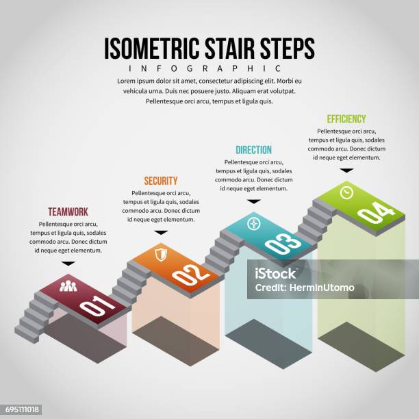Isometric Stair Steps Infographic Stock Illustration - Download Image Now - Timeline - Visual Aid, Isometric Projection, Arrow Symbol