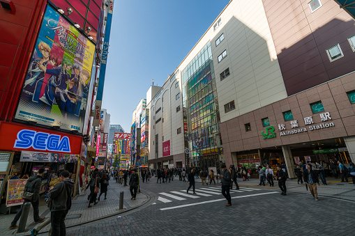 Tokyo, Japan - NOV 13, 2016: Akihabara Electric Town in Tokyo. Akihabara is a popular shopping district for video games, anime, manga, and computer goods. One of the most attracting place in Tokyo.