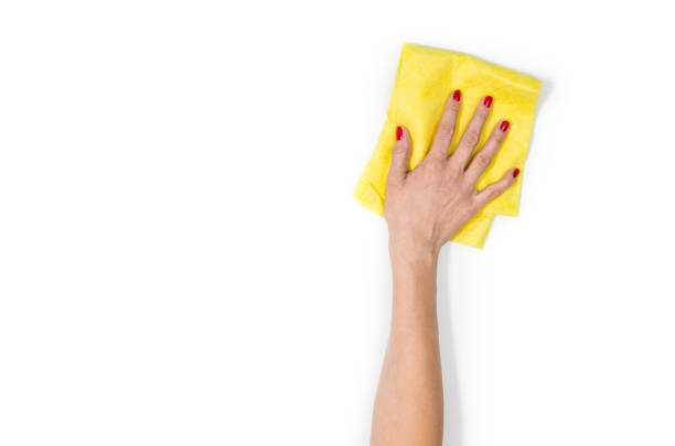 istock Woman's hand cleaning isolated on white background 695112134