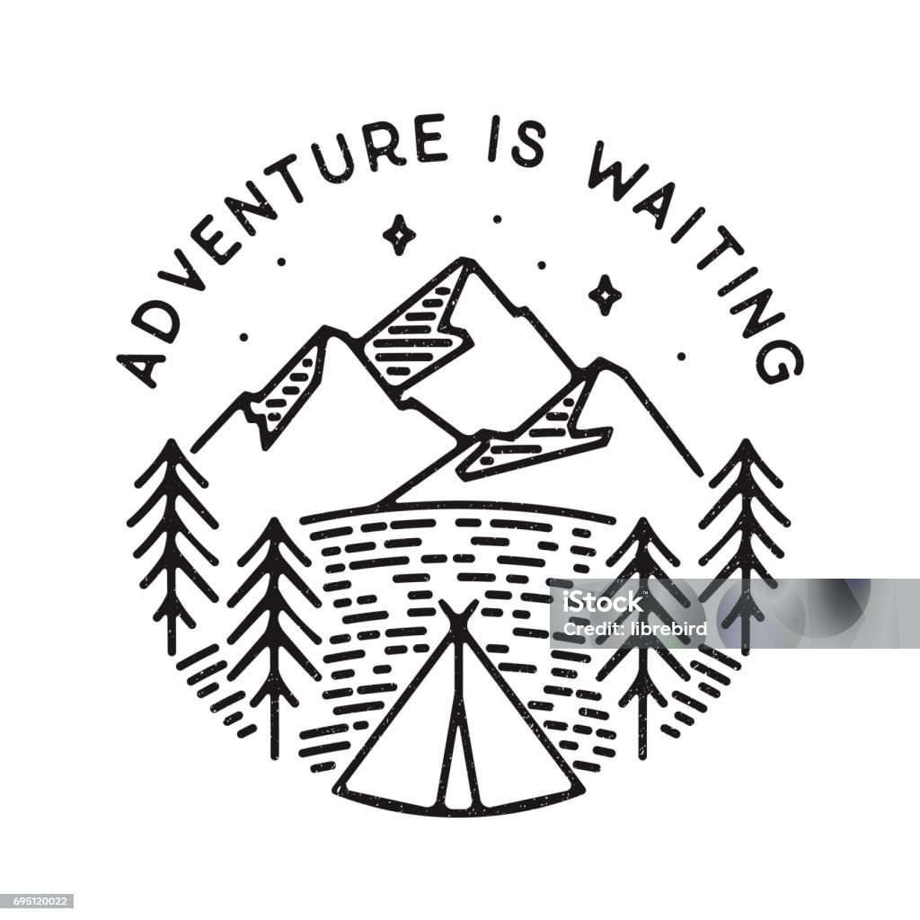 Inspirational vector illustration Inspirational vector illustration - Adventure is waiting Logo stock vector