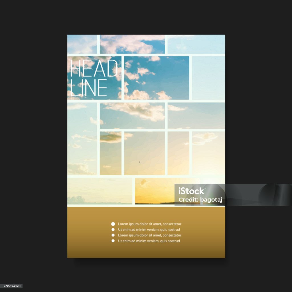 Flyer o diseño de la cubierta - puesta de sol - arte vectorial de Mosaico libre de derechos