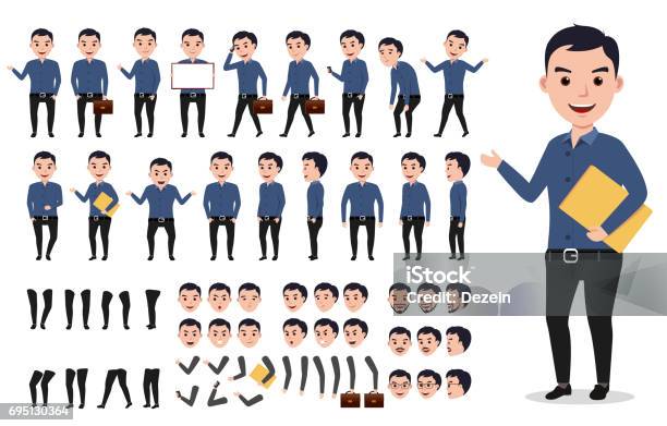 Businessman Or Male Vector Character Creation Set Professional Man Stock Illustration - Download Image Now