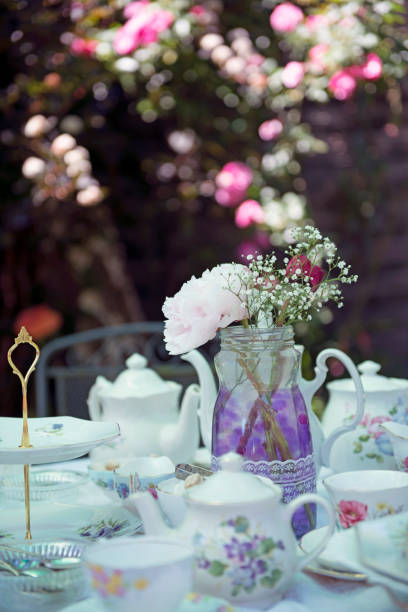 istock Garden table set up for afternoon tea 695131072