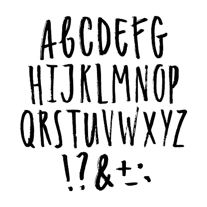 Hand written grunge font. Vector uppercase letters