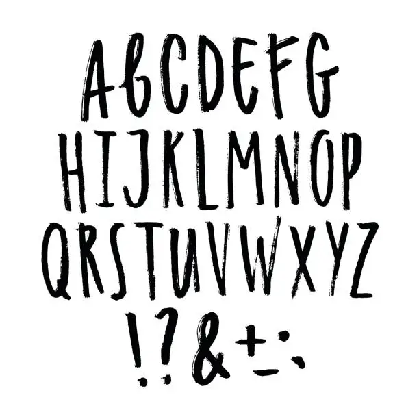 Vector illustration of Hand written grunge font.