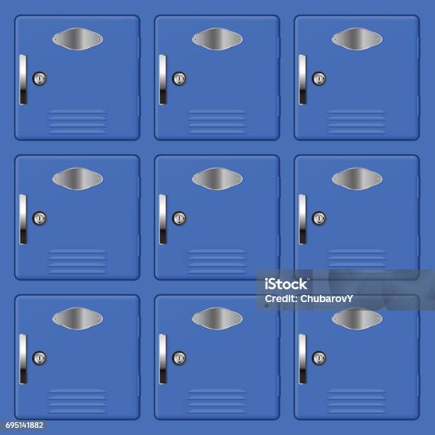 Square Lockable Locker Storage Square Storage Lockers Stock Illustration - Download Image Now - Blue ...