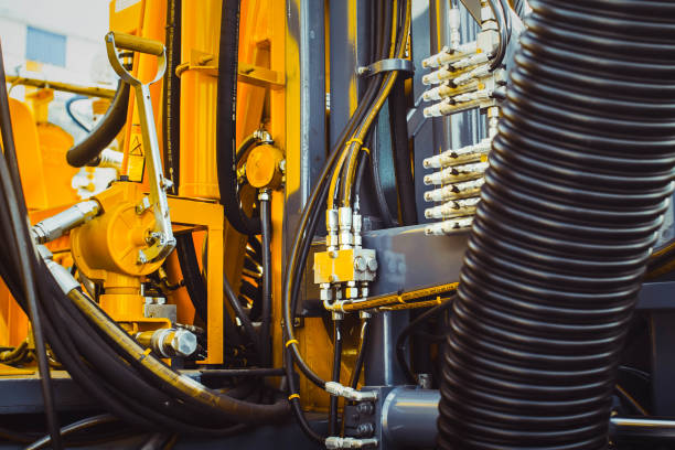 istock Caterpillar tractor at the exhibition 695151030