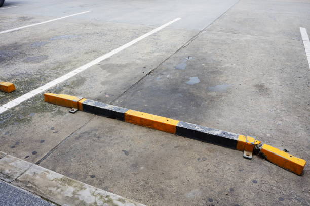 istock Empty parking lot at city center 695164136