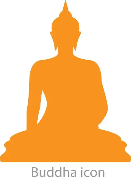 Vector illustration of Buddha icon orange color