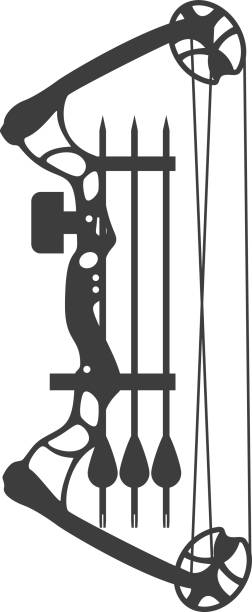 compound bow and arrow Modern hunting compound bow and arrow. Vector illustration archery bow stock illustrations