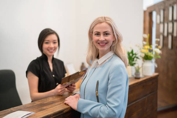 istock Happy female customer at a spa 695177272