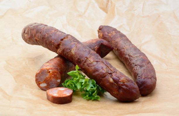 istock Delicious high quality smoked sausage 695180606