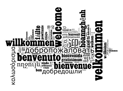 Word Welcome in different languages word cloud concept