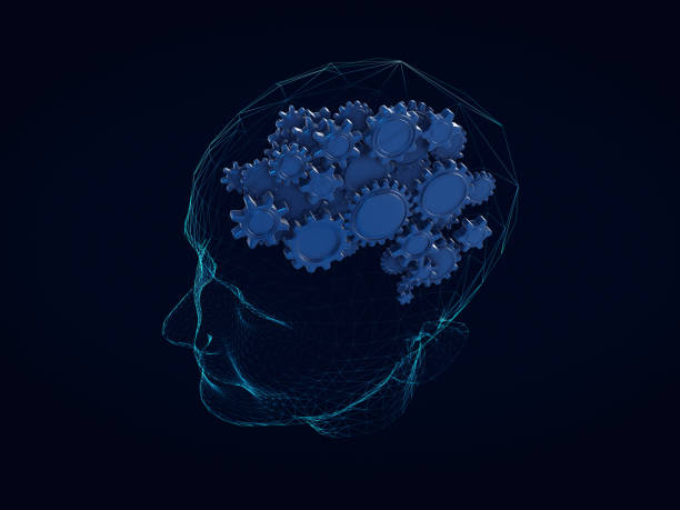 istock Gears in shape of brain concept on head human,Abstract brain.3D rendering 695194602