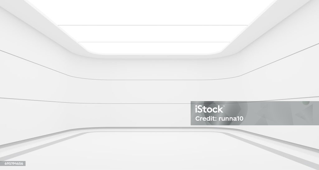 Empty white room modern space interior 3d rendering image Empty white room modern space interior 3d rendering image.A blank wall with pure white. Decorate with horizon line pattern No People Stock Photo