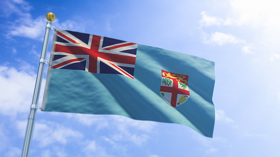 A stock photo/3D Render of the Fiji Flag flag.