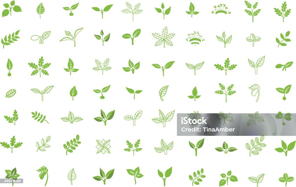 Set of leaves design elements. Sprout new life vector icon Seedling stock vector