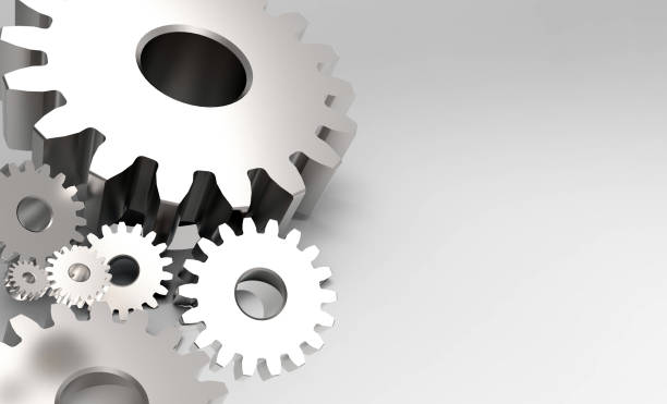 istock 3D rendering , Metal engineer gears on the left side and copy space. Industrial 4.0 , Cyber Physical Systems , Hi-tech, engineering, digital telecoms concept for background. 695221400