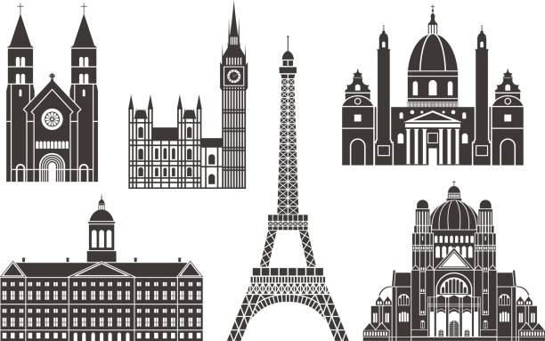 Western Europe Vector illustration (eps) houses in brussels stock illustrations