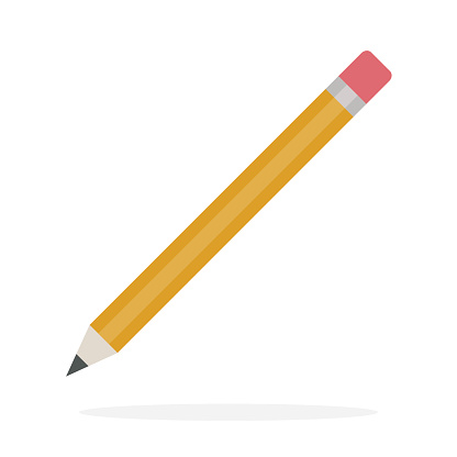 Pencil with eraser vector flat material design isolated on white