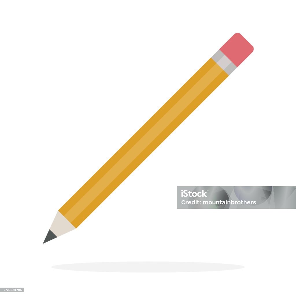 Pencil with eraser vector flat isolated Pencil with eraser vector flat material design isolated on white Pencil stock vector