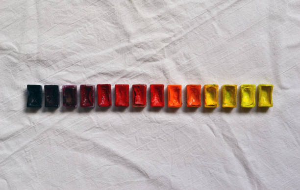 Composition of tubes of multi-colored watercolor paints stock photo