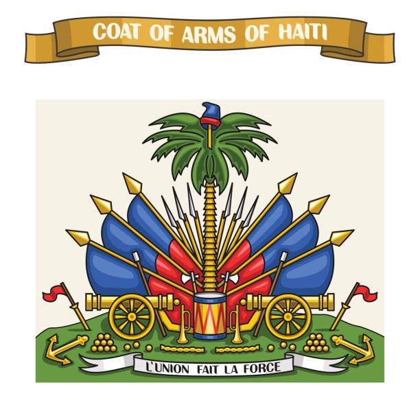 ilustracja wektorowa na temat haitańskiej herbu - haiti flag republic of haiti flag of haiti stock illustrations