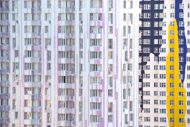 Multicolored high-rise buildings stock photo