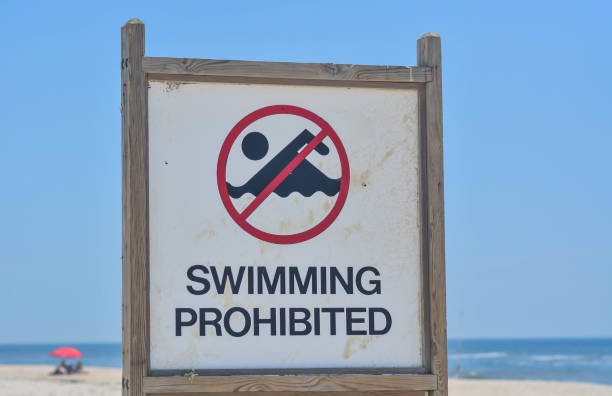 istock sing swimming prohibited on the beach 695234256