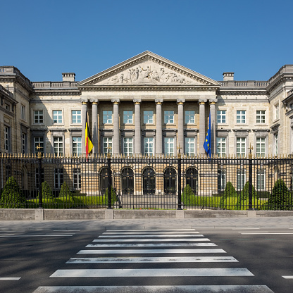 Main entrance to the Belgian Parliament, Saturday 8 April 2017, Brussels, Belgium.
