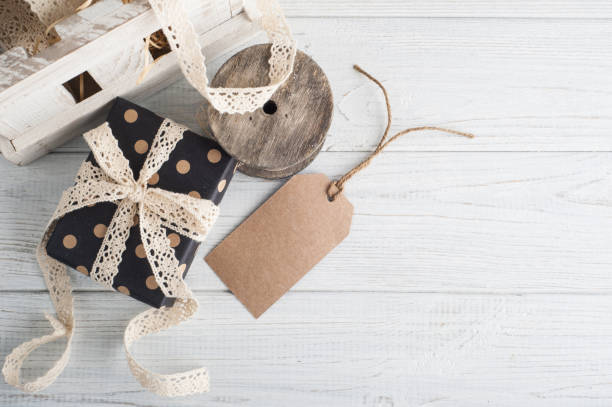 istock Laces in the wooden box, gift 695240190