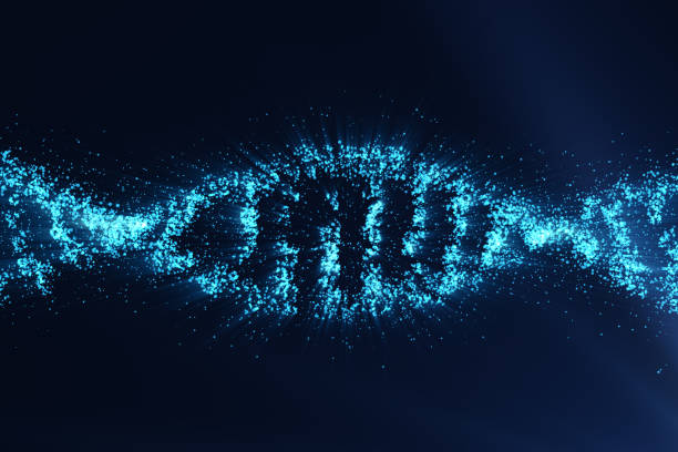 concept de biochimie avec la molécule d’adn sur fond bleu, concept scientifique de génie génétique, la teinte bleue, rendu 3d - digitally generated image illness cloning chemistry photos et images de collection