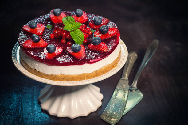 Delicious homemade cheesecake with fresh berry fruits
