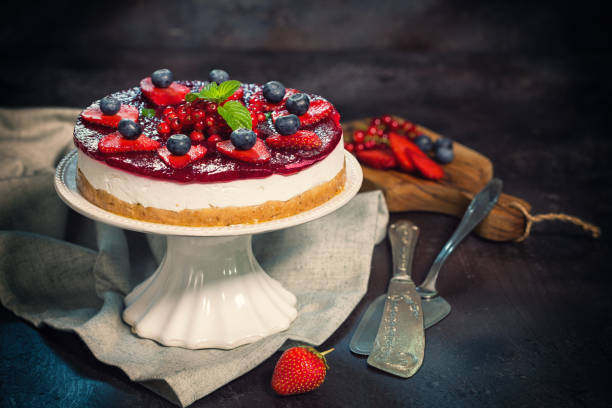 Delicious homemade cheesecake with fresh berry fruits