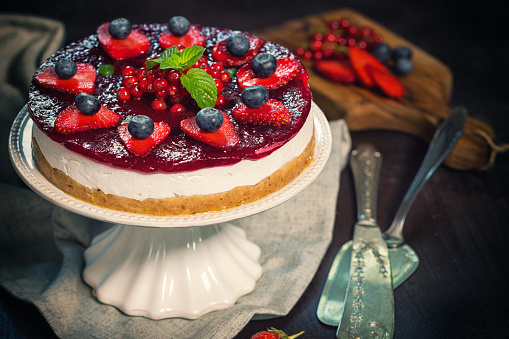 Delicious homemade cheesecake with fresh berry fruits