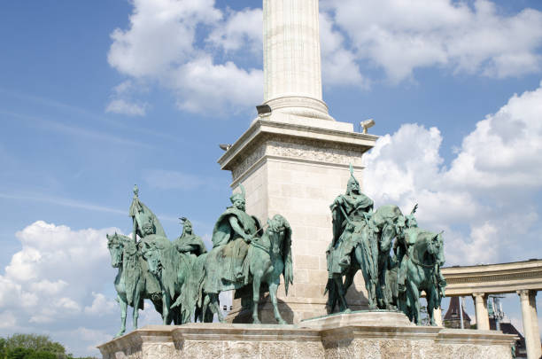 istock Detail of Budapest Hero's Square statue during summer day 695249818