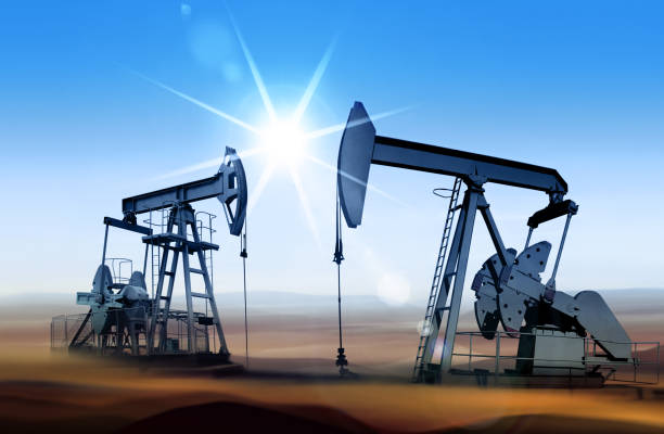 엔진오일 펌프 일몰 - sunset oil rig oil industry energy 뉴스 사진 이미지