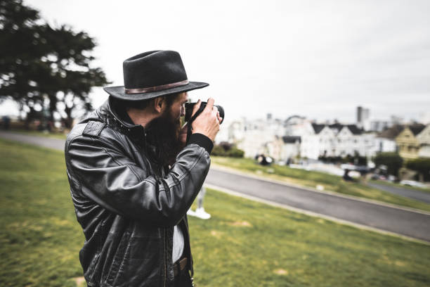 solo traveler in alamo square, san francisco