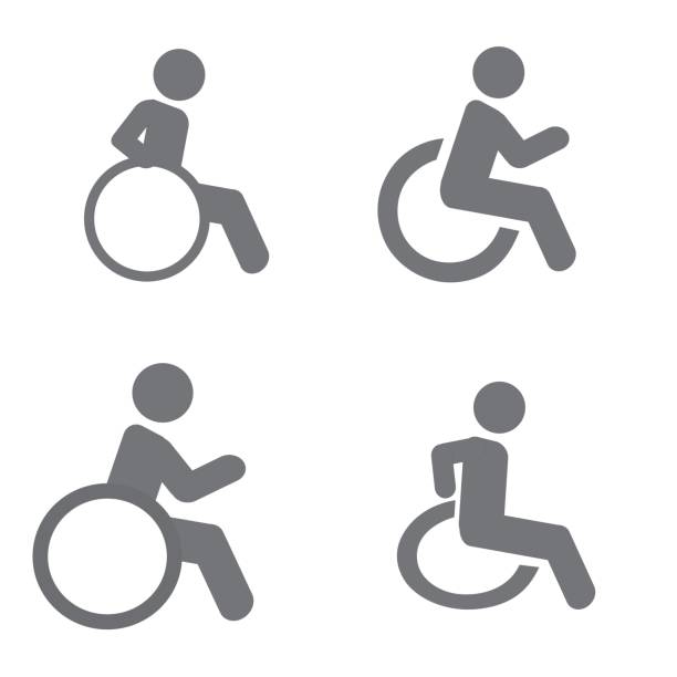 Icon of disabled human in a wheelchair. vector art illustration