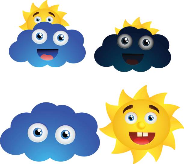 Vector smiling weather symbols vector art illustration