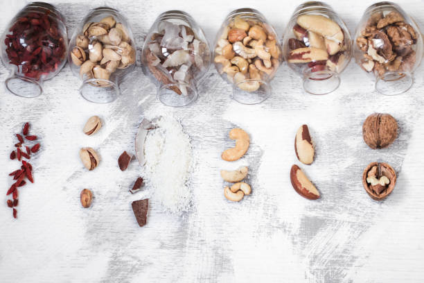 Different nuts in jars