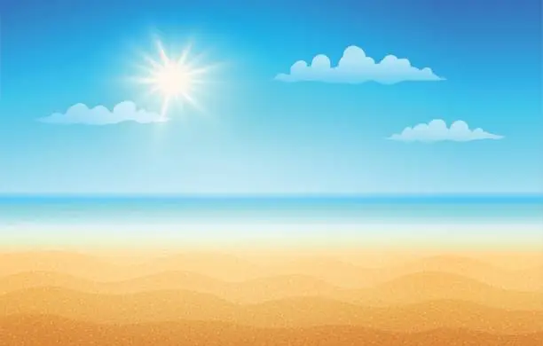 Vector illustration of Tropical beach in sunny day.