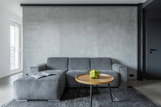 istock Living room with gray sofa 695273890