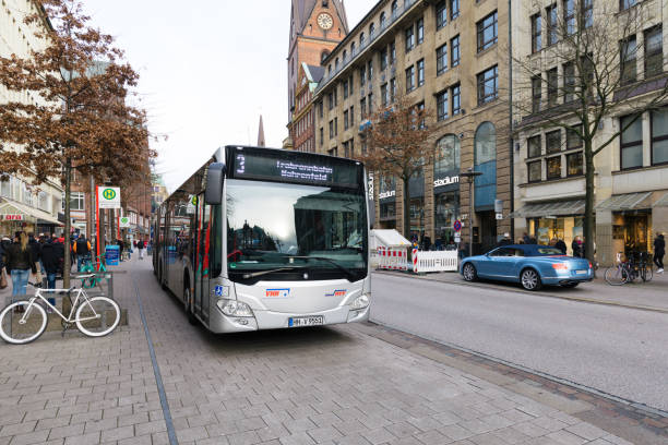 City bus in Hamburg, Germany. City transport in most cities of Germany is represented by buses, trams, metro or high-speed trams (U-Bahn) and commuter trains (S-Bahn). Tariffs are the same for all modes of transport, the ticket operates with transfers. There are a lot of travel and tourist tickets that allow you to save money.