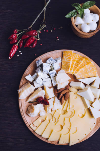 istock Tasty appetizer. Plate of Cheese. 695293614