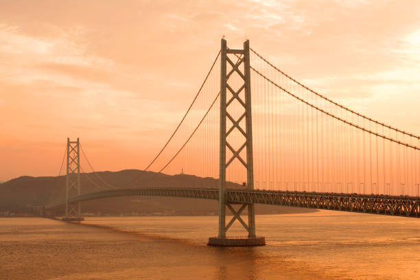 istock Akashi Kaikyo Bridge at sunset 695299576